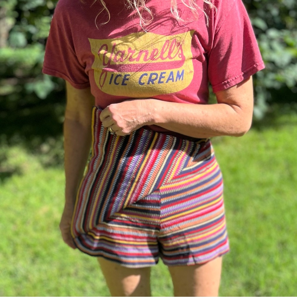 Vintage Pandora Colorful Striped Skorts/Hot pants - Sz Small